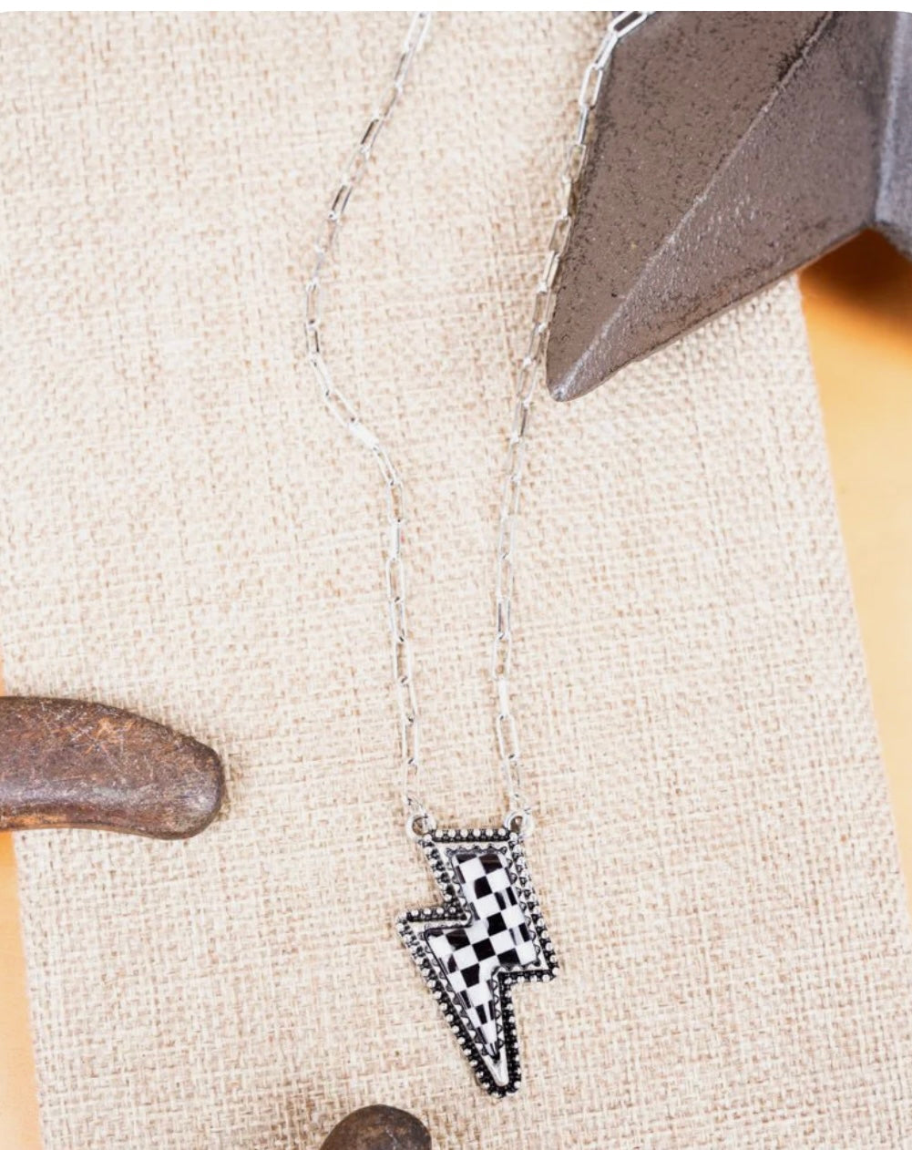 Checker Bolt Necklace