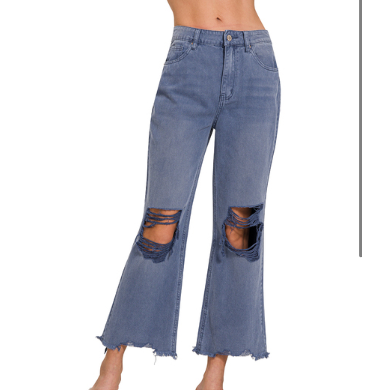 Marlin Distressed Crop Straight Denim