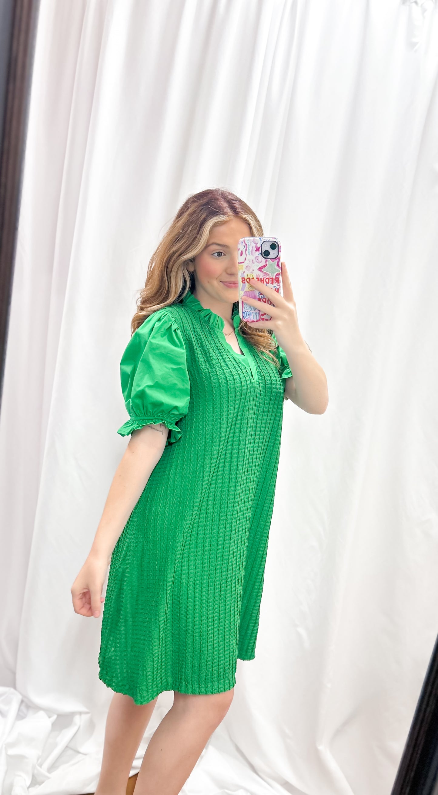 Kelly Green Textured Dress