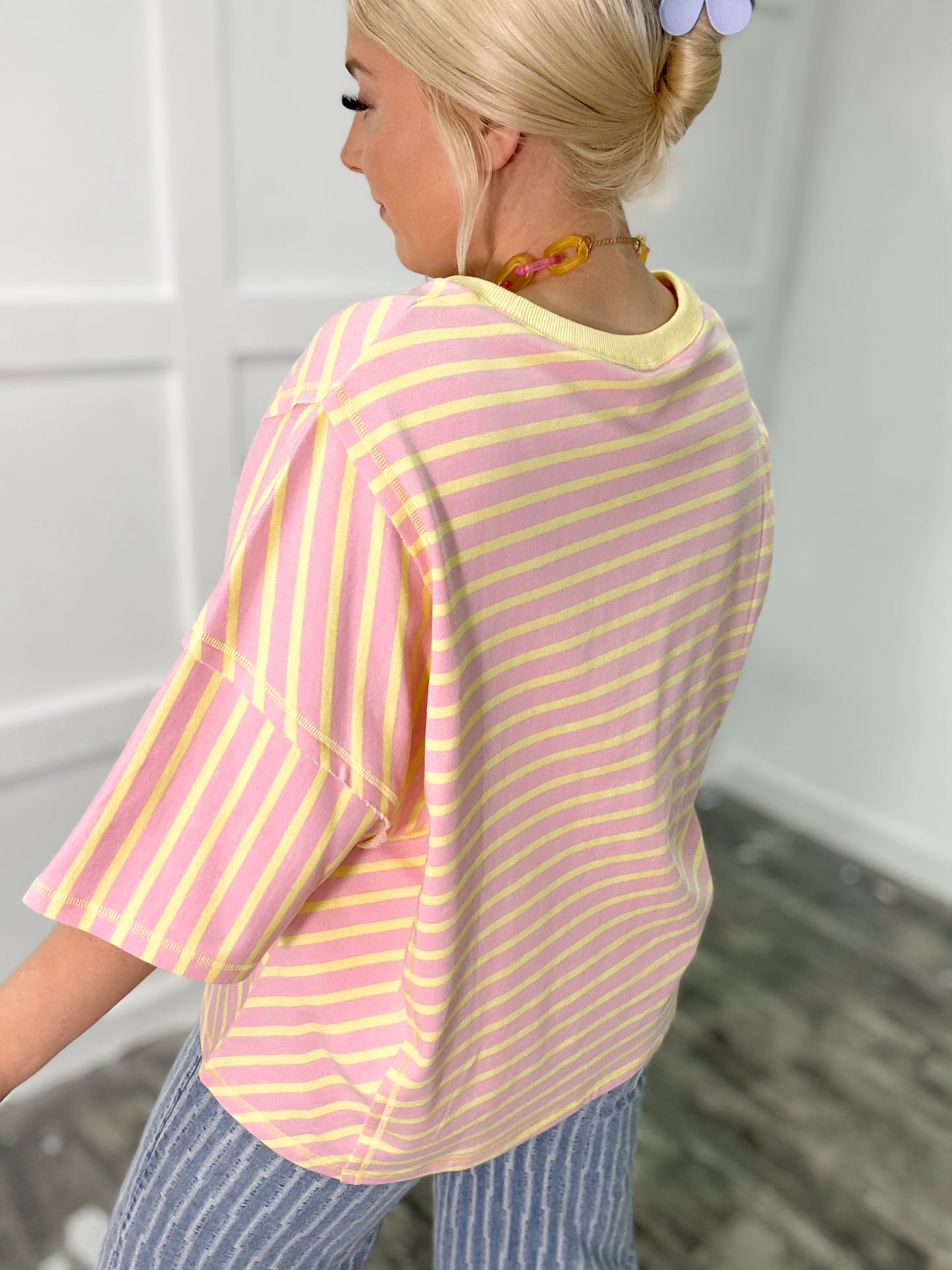 Pink Lemonade Oversized Colorblock Top