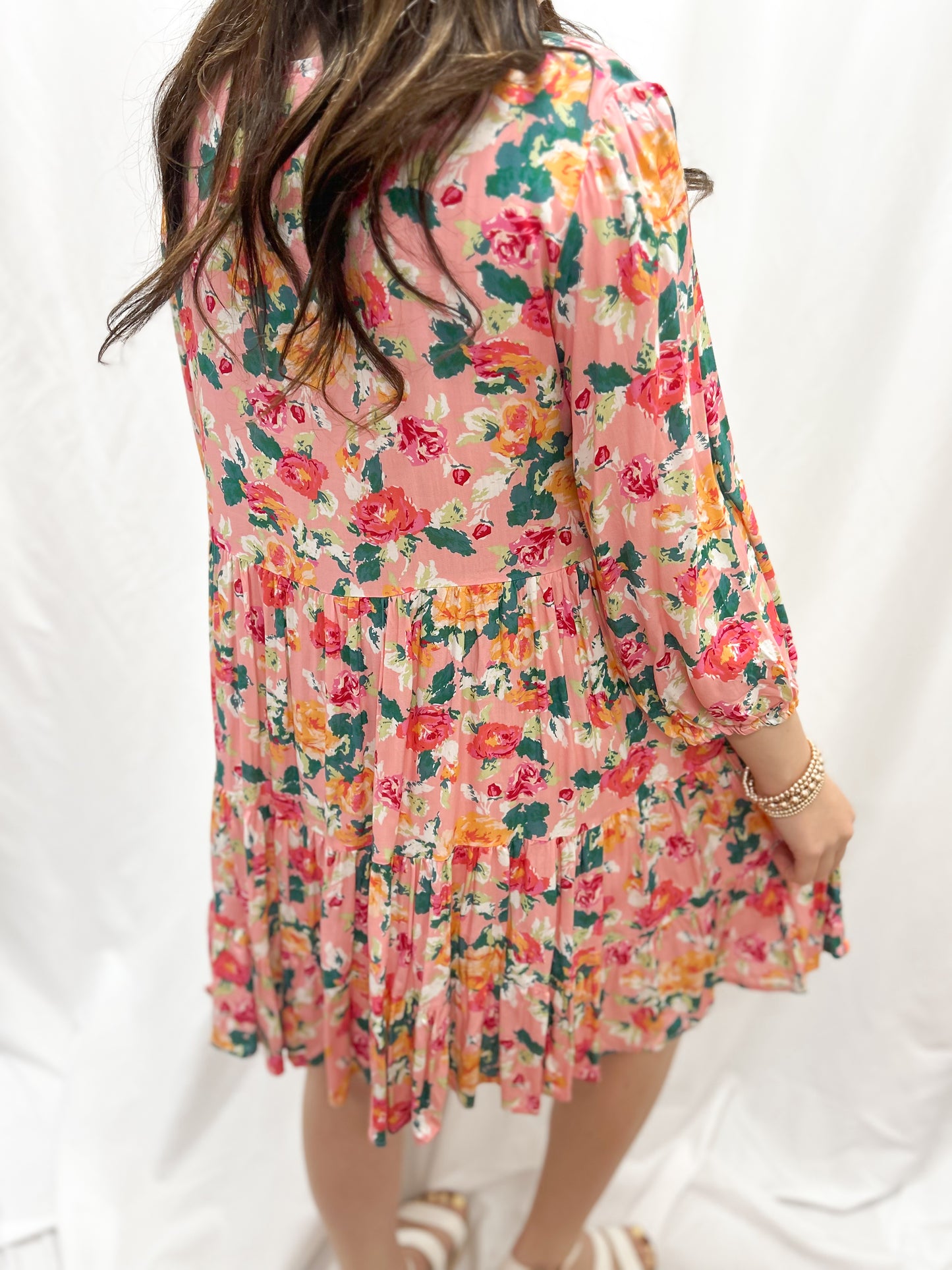 Multi Floral Button Dress