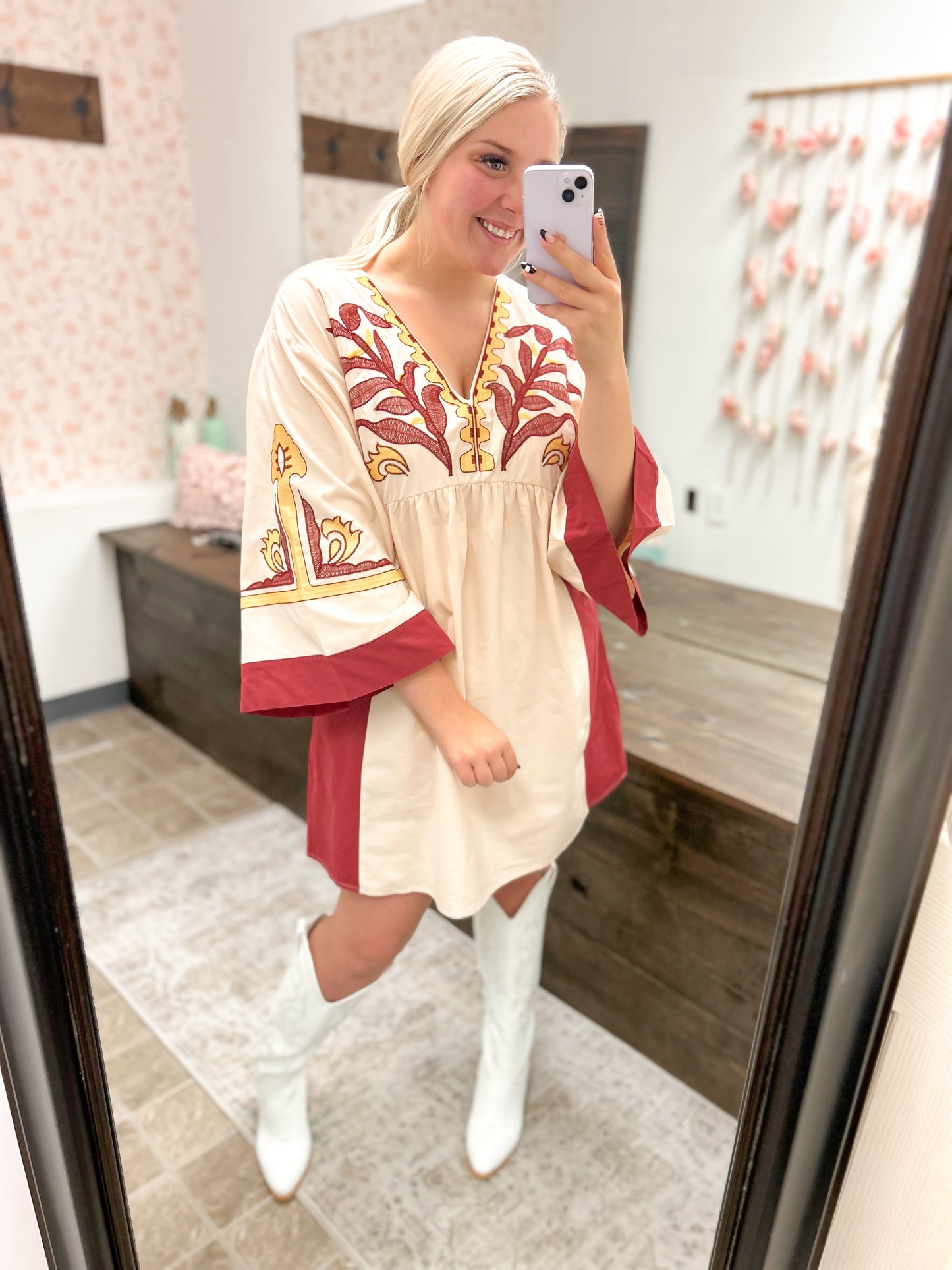 Autumn Embers Embroidered Dress