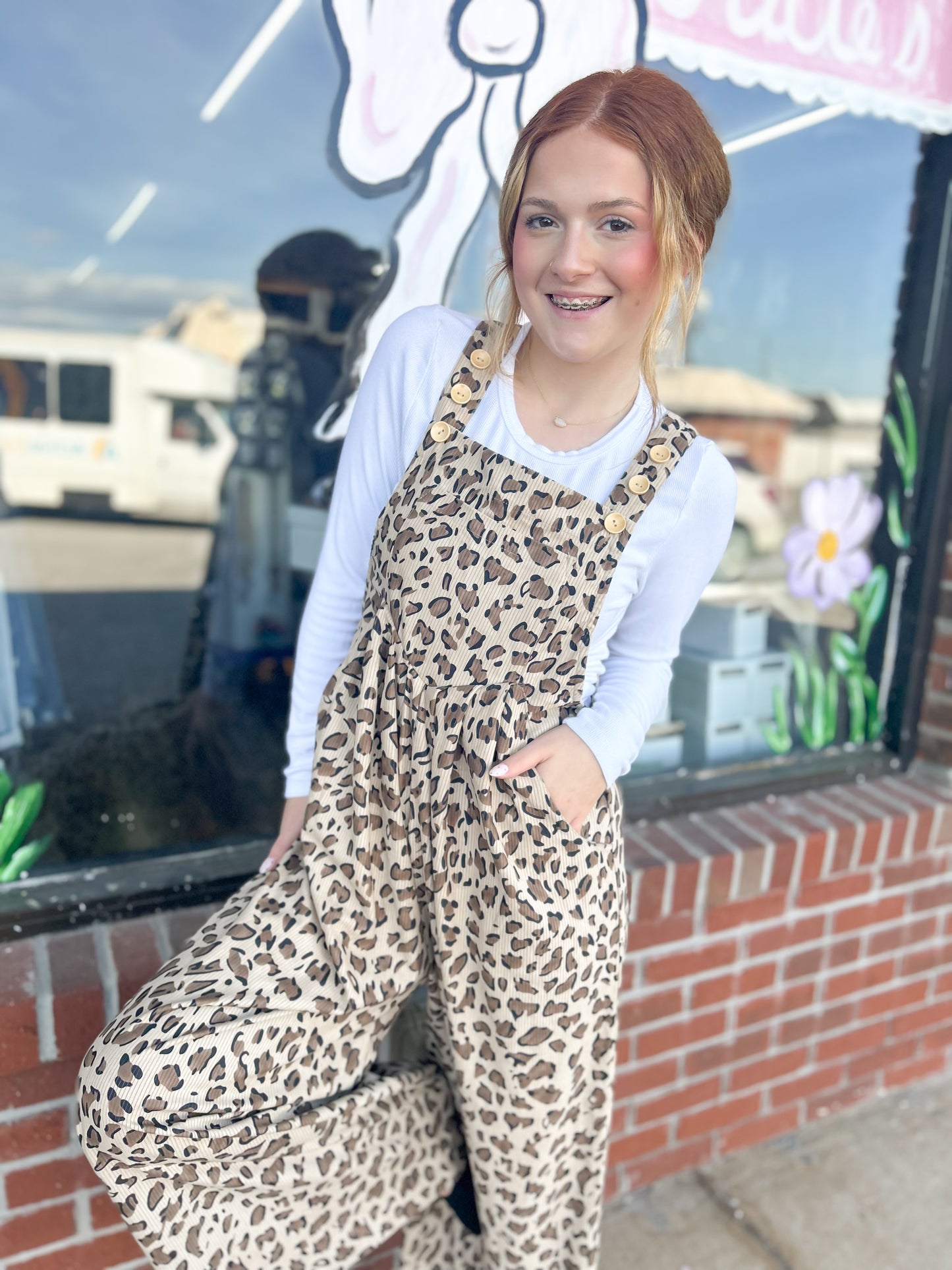 Leopard Overall Ribbed Jumpsuit