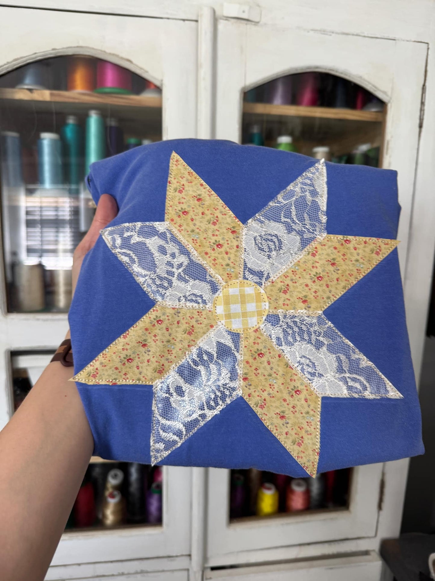 Blue Quilted Star Appliqué Tee