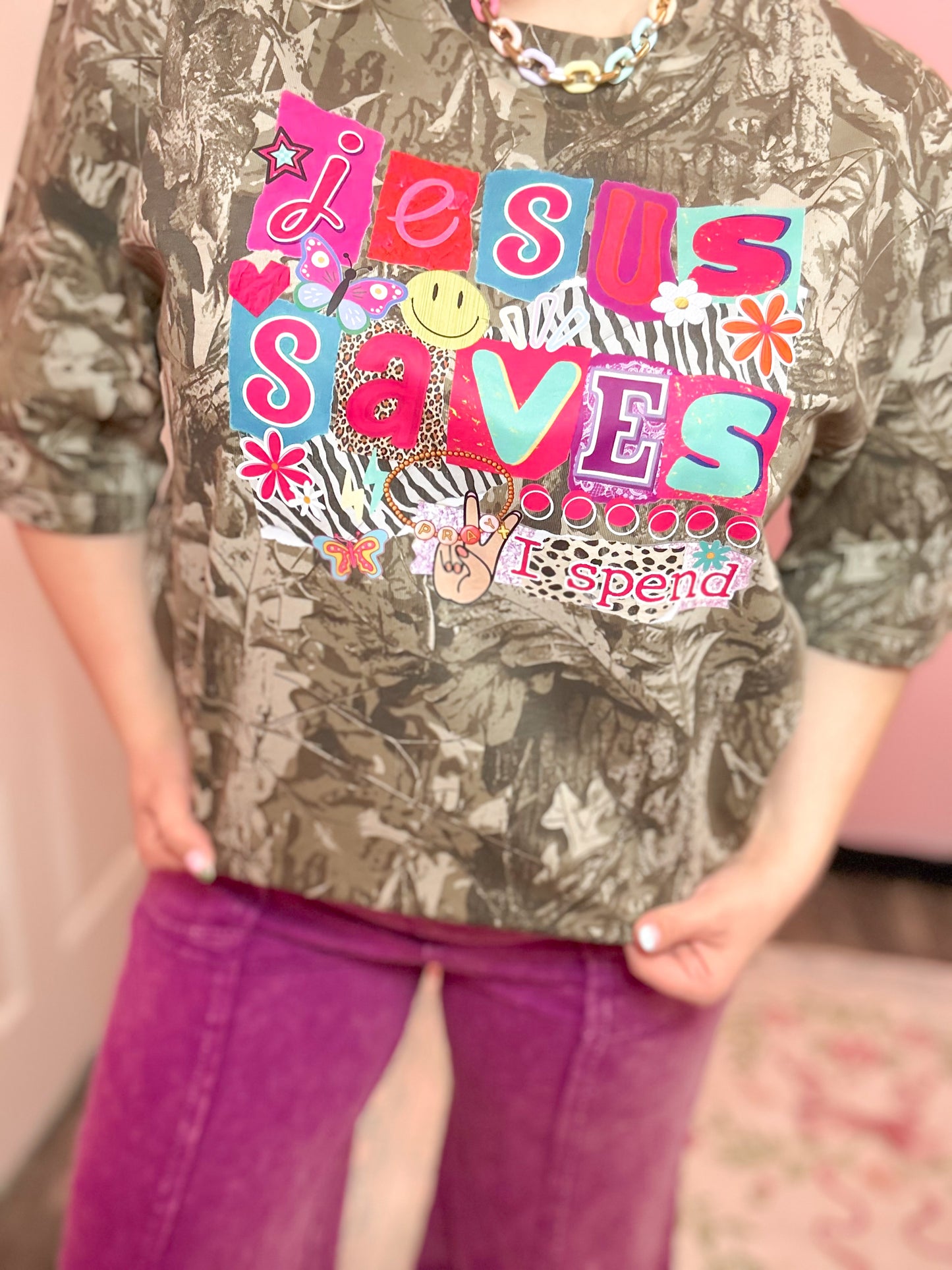 Jesus Saves I Spend Camo Tee