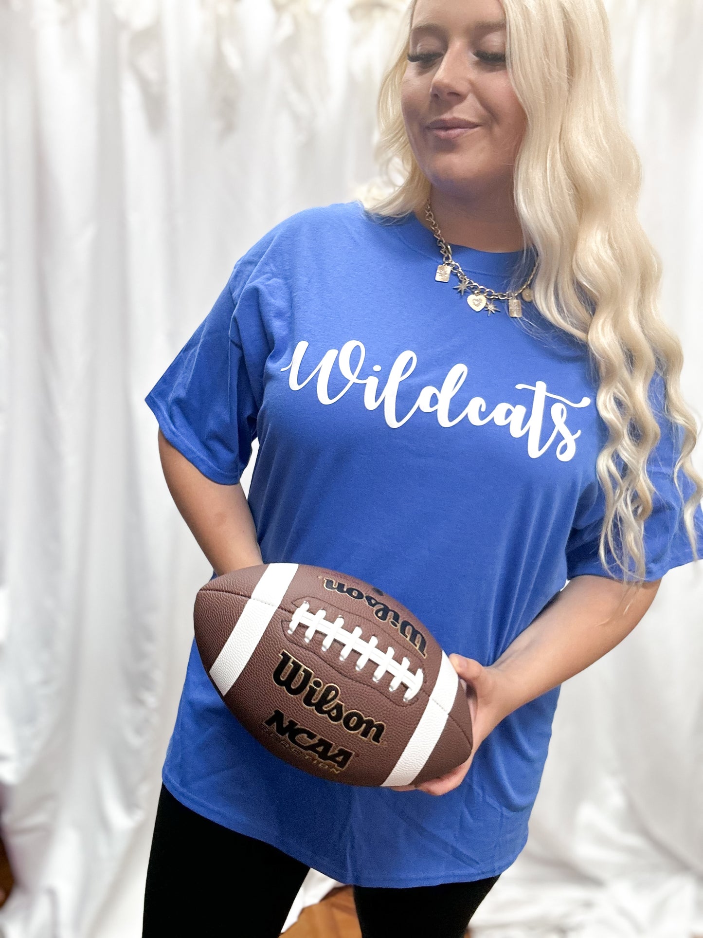Wildcats White Cursive Puff Tee