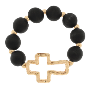 Black Chunky Cross Bracelet
