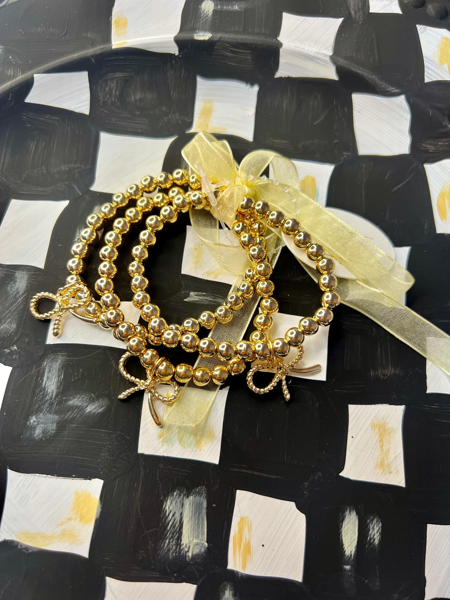 Gold Bow Bracelet Set