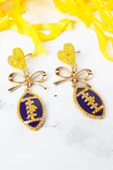 Purple and Gold Football Earrings