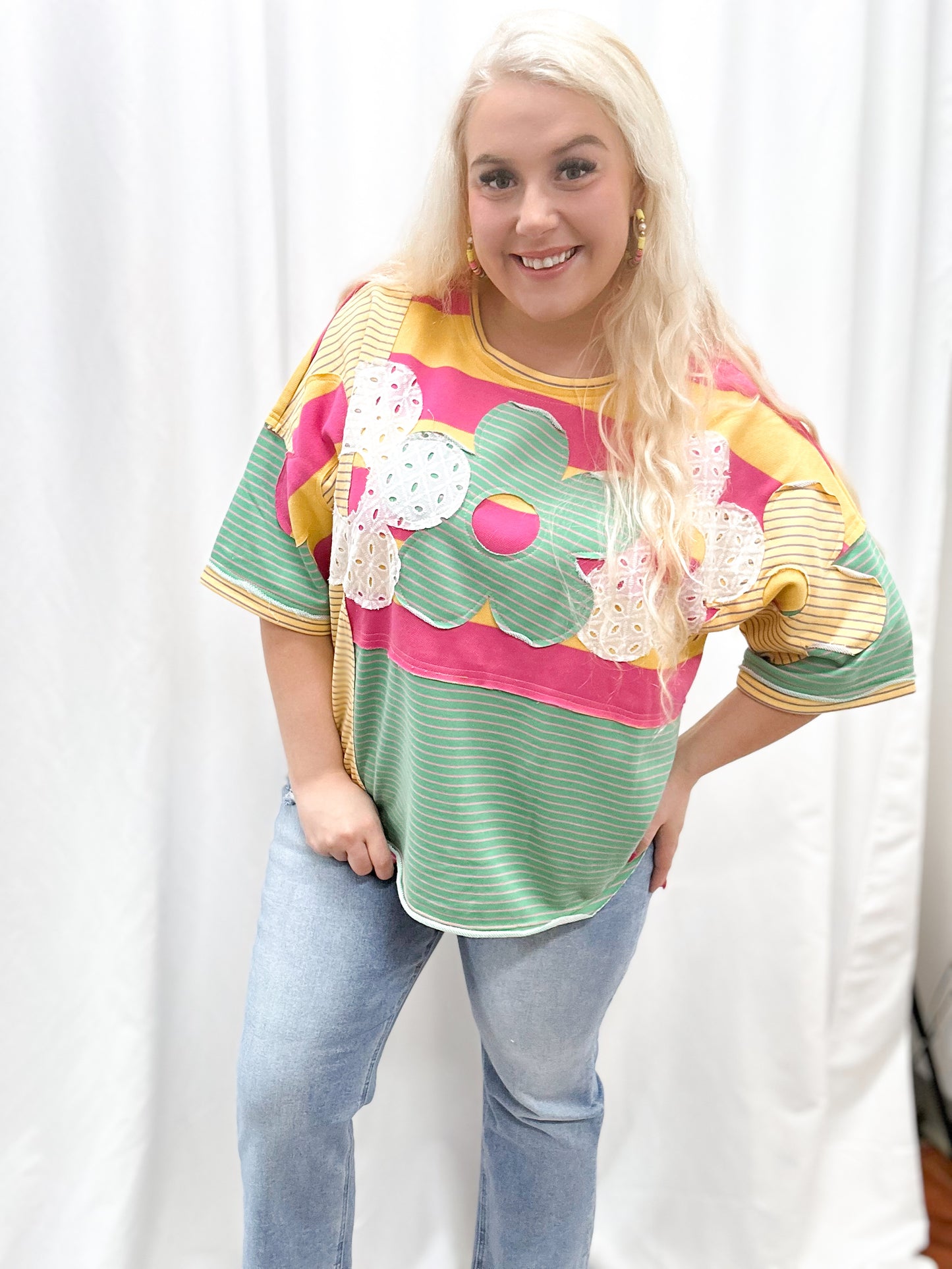 Sunshine Patchwork Oversized Top