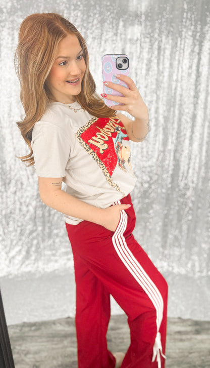 Red Varsity Track Pants