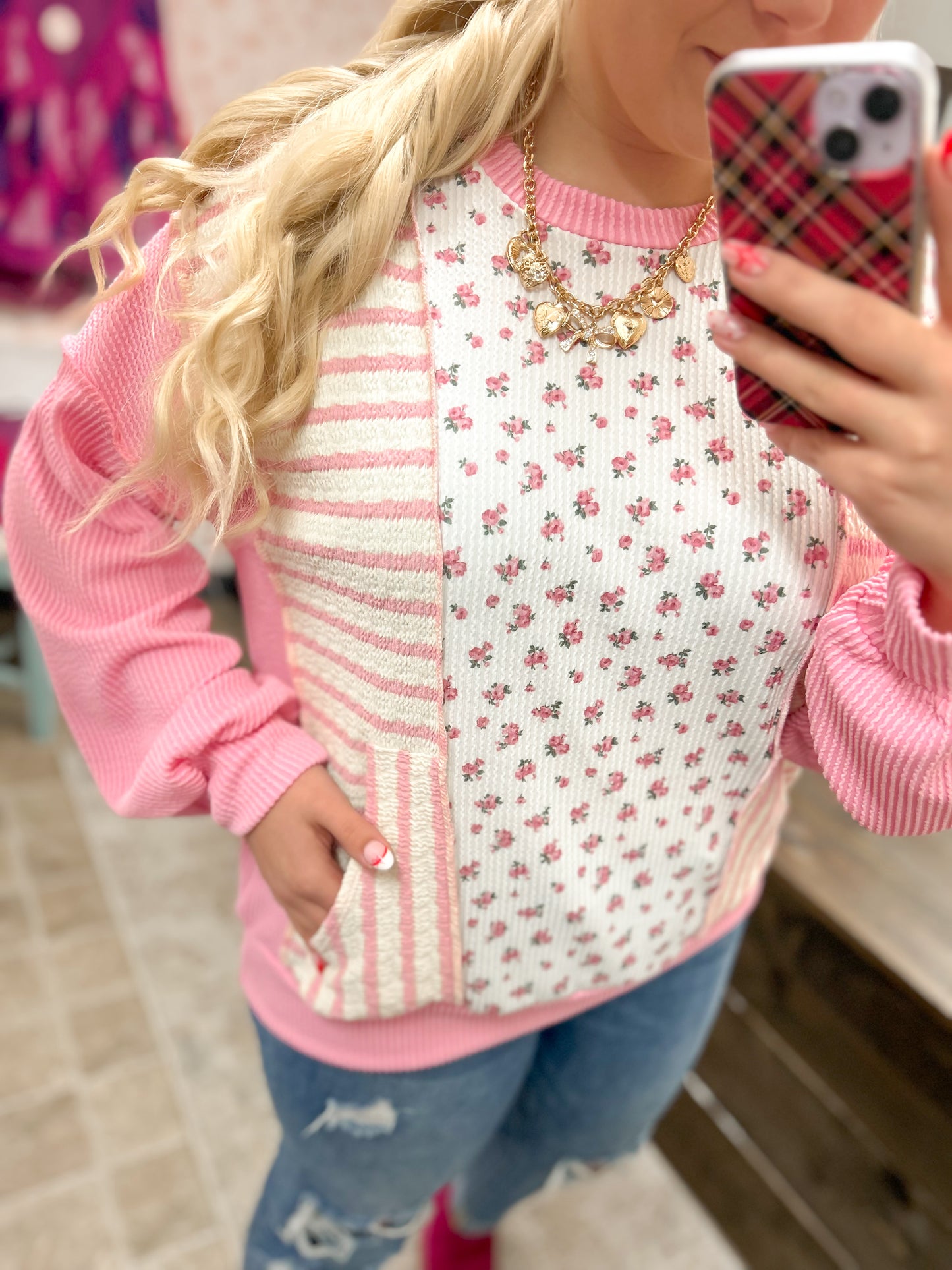 Patchwork Petals Pocket Top