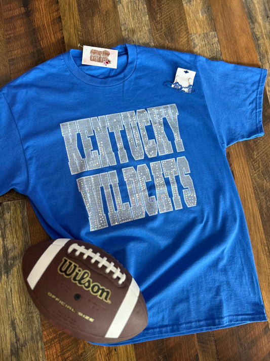 Kentucky Wildcats Silver Spangle Double Line Tee