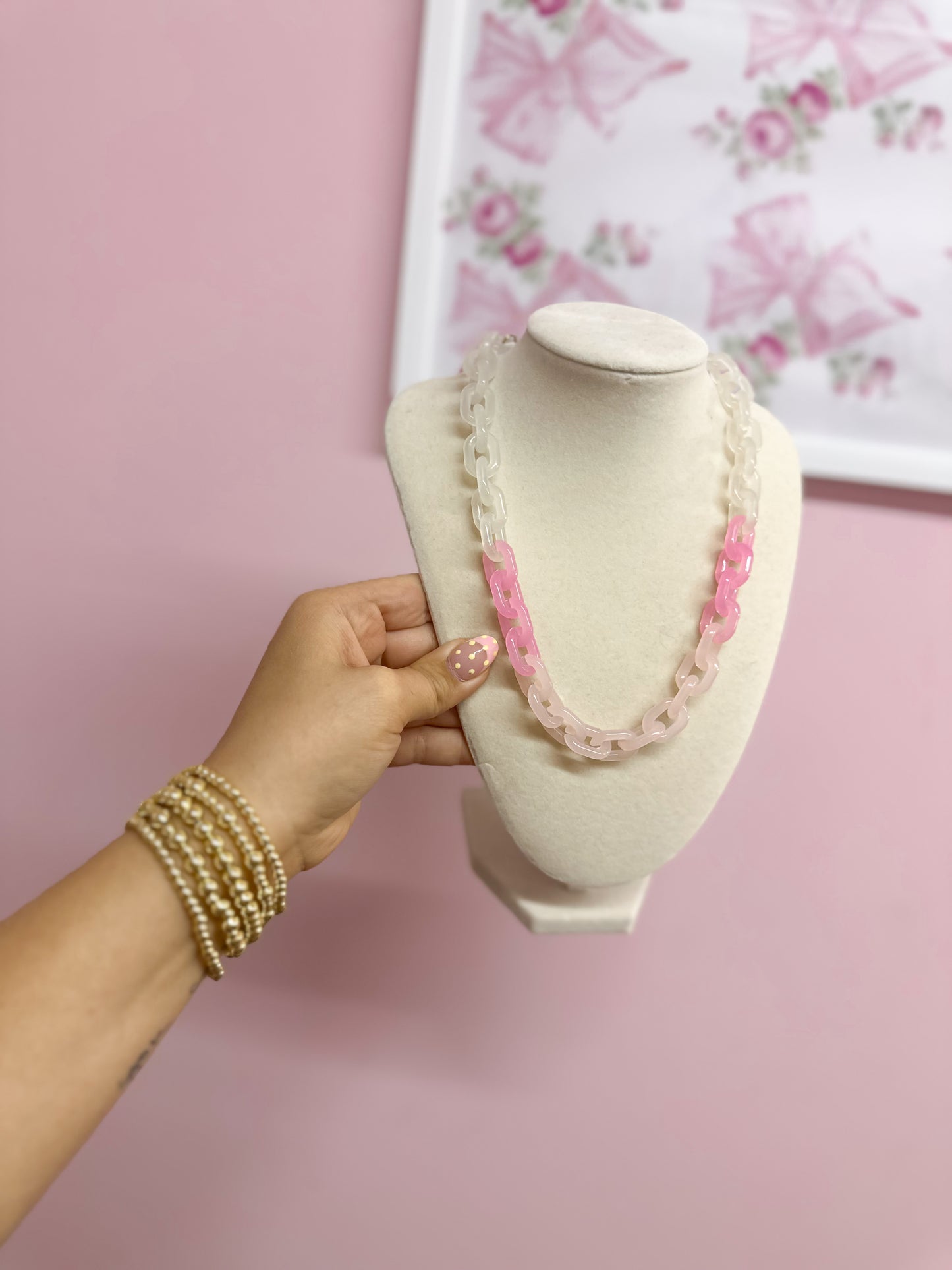 Pink Ombré Chain Necklace