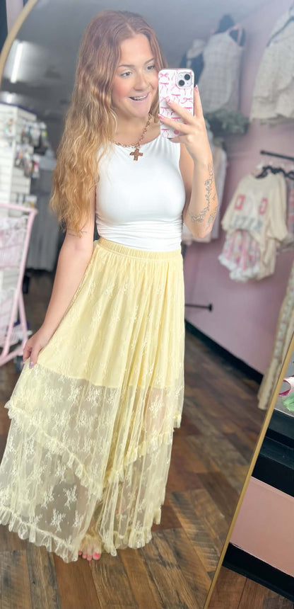 Sunshine Lace Maxi Skirt