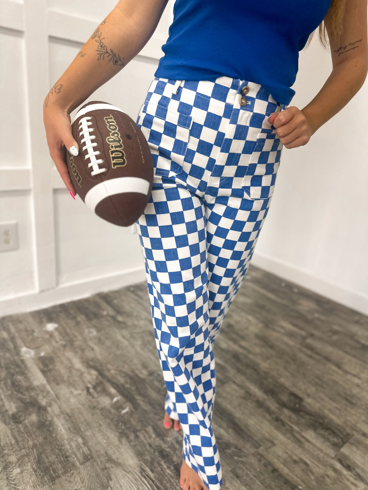 Royal Blue Checkered Denim