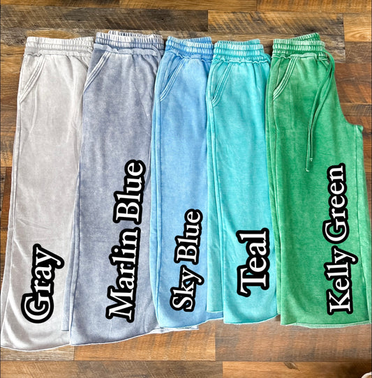 Zenana Fleece Acid Wash Sweatpants