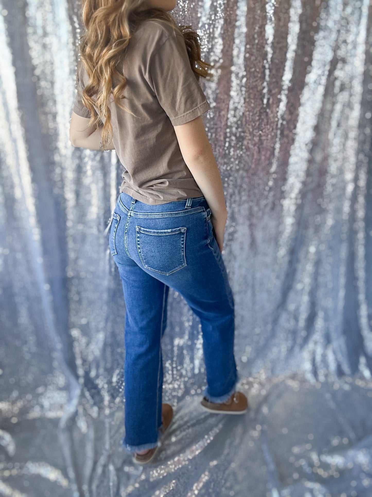 Zenana Raw Hem Straight Denim