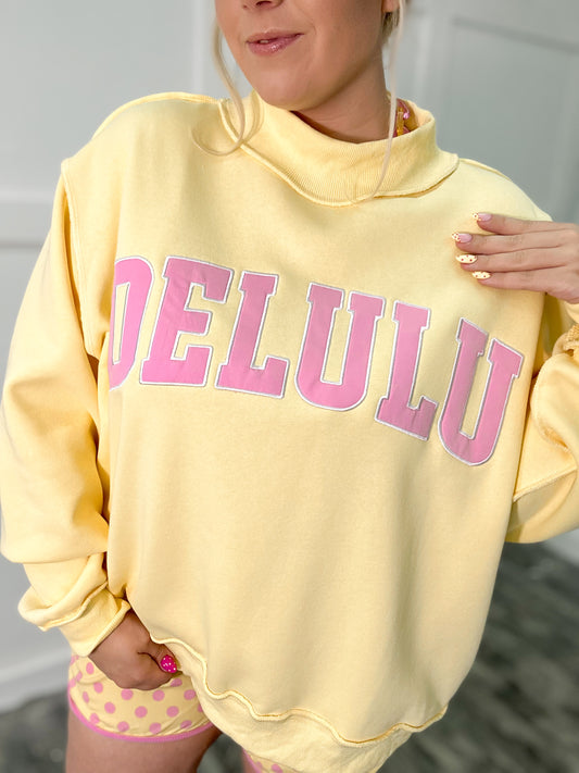 DELULU Oversized Mockneck Sweatshirt