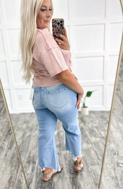 Mica Medium Vintage High Rise Crop Flare Denim