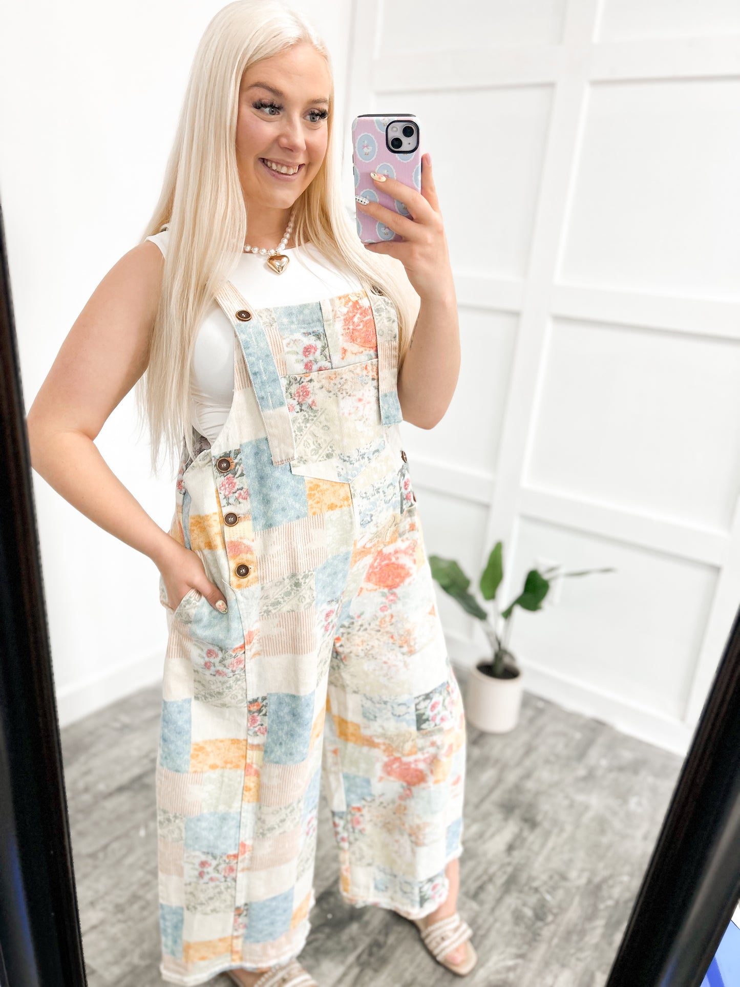 Denim Patchwork Overalls