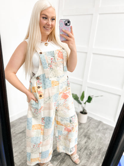 Denim Patchwork Overalls