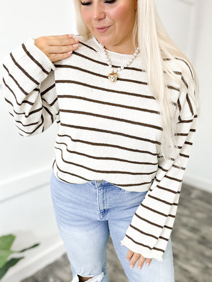 Mocha Striped Longsleeve Knit Top