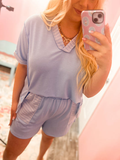 Blue Gingham Patchwork Set