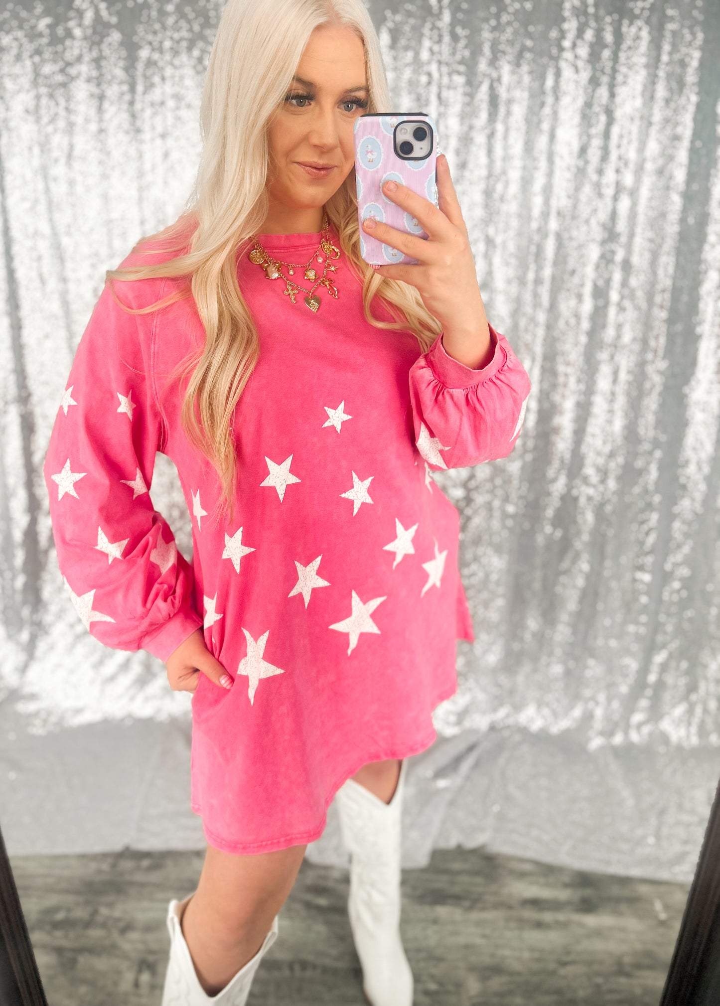 Pink Star Struck Pocket Dress