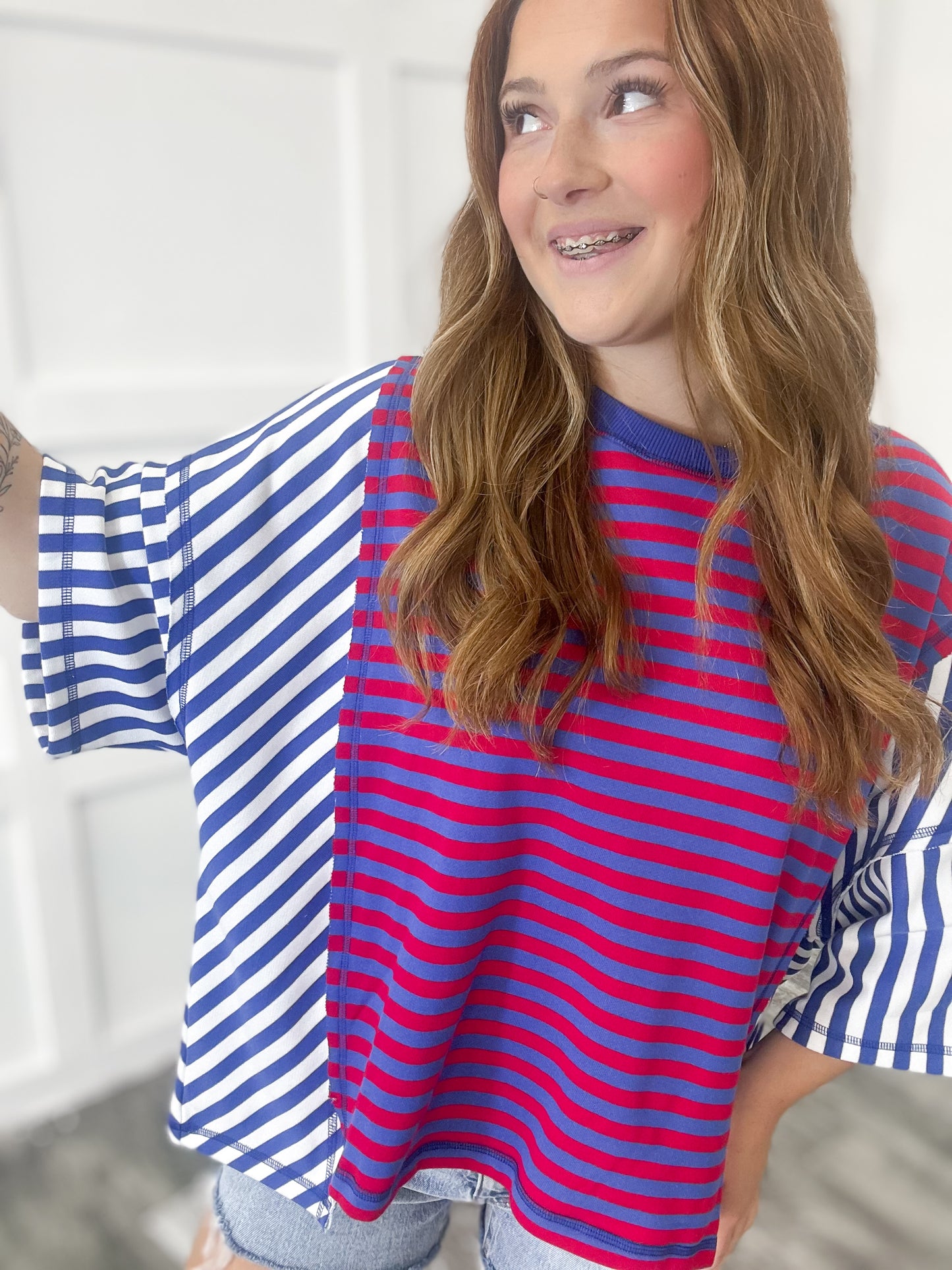 Americana Striped Oversized Top