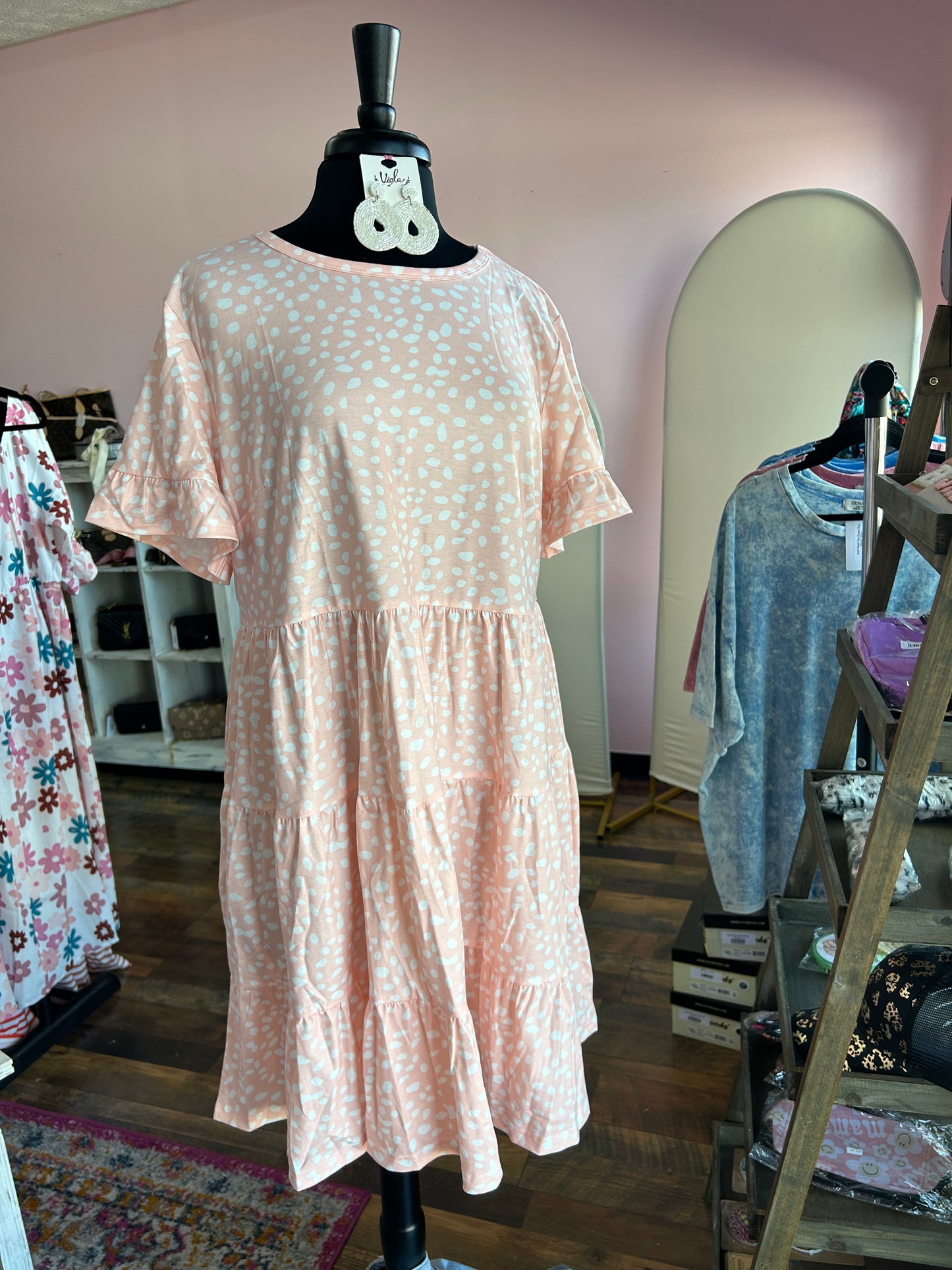 Peachy dalmation babydoll dress