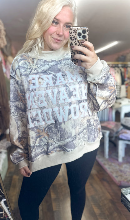 Make Heaven Crowded Camo Mockneck