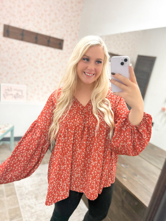 Rust Blossoms Blouse