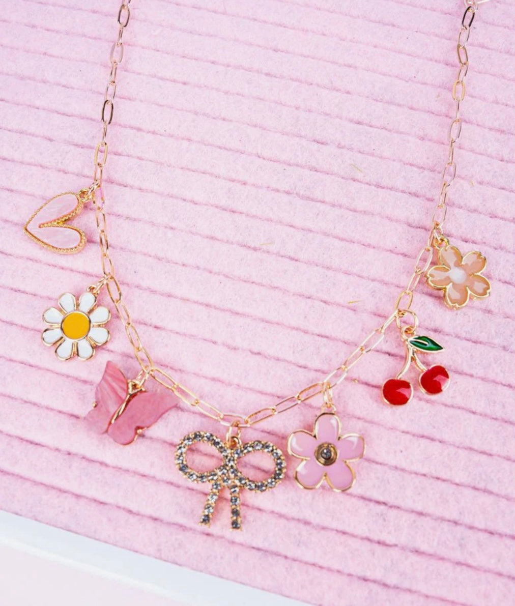 Pink Butterfly Charm Necklace
