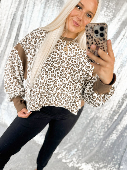 Wild Side Raw Hem Open Back Crewneck