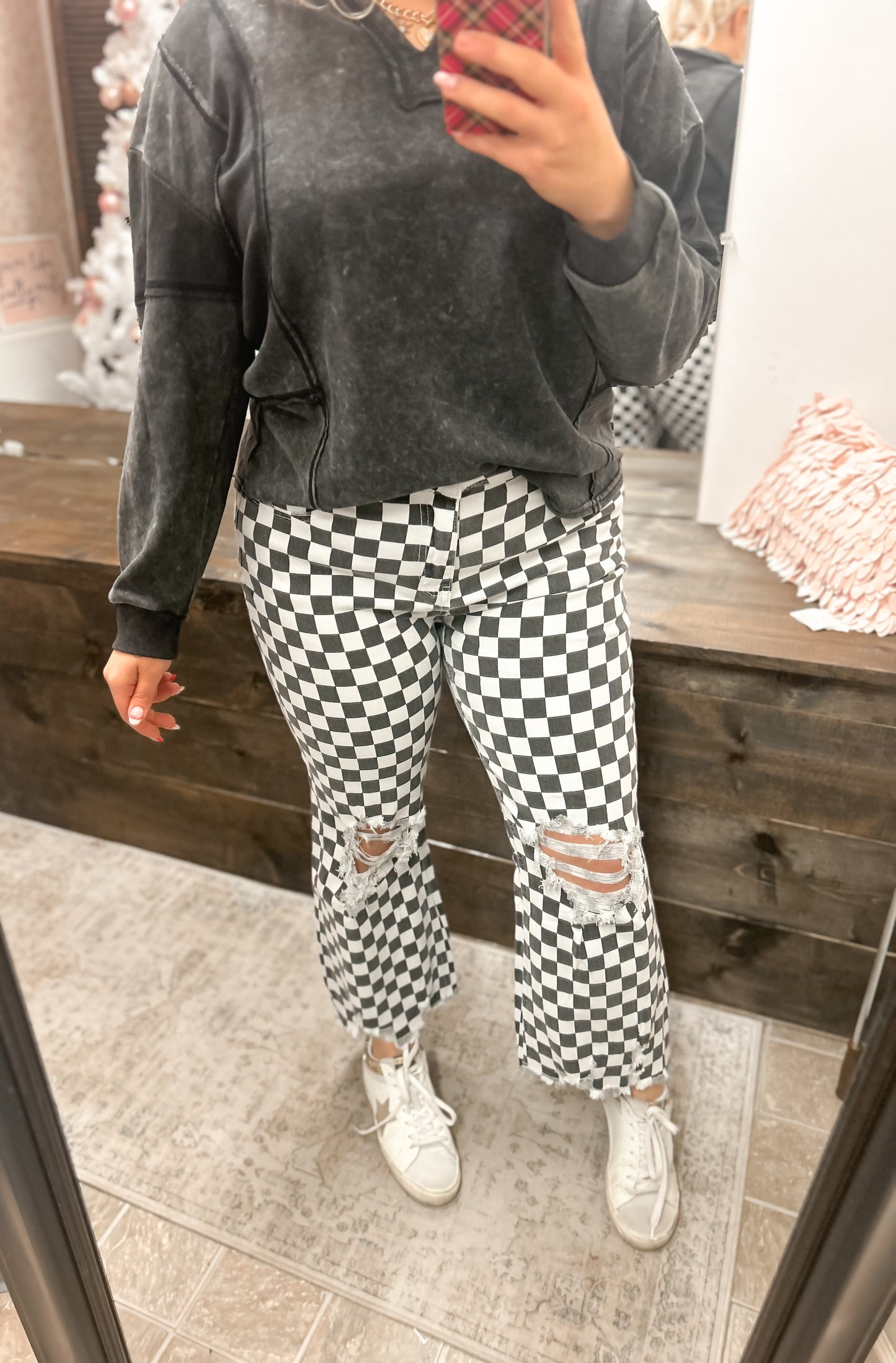 Fast Lane Checkered Denim