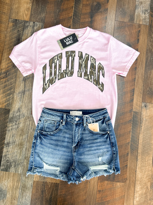 Pink Lulu Mac Camo Tee