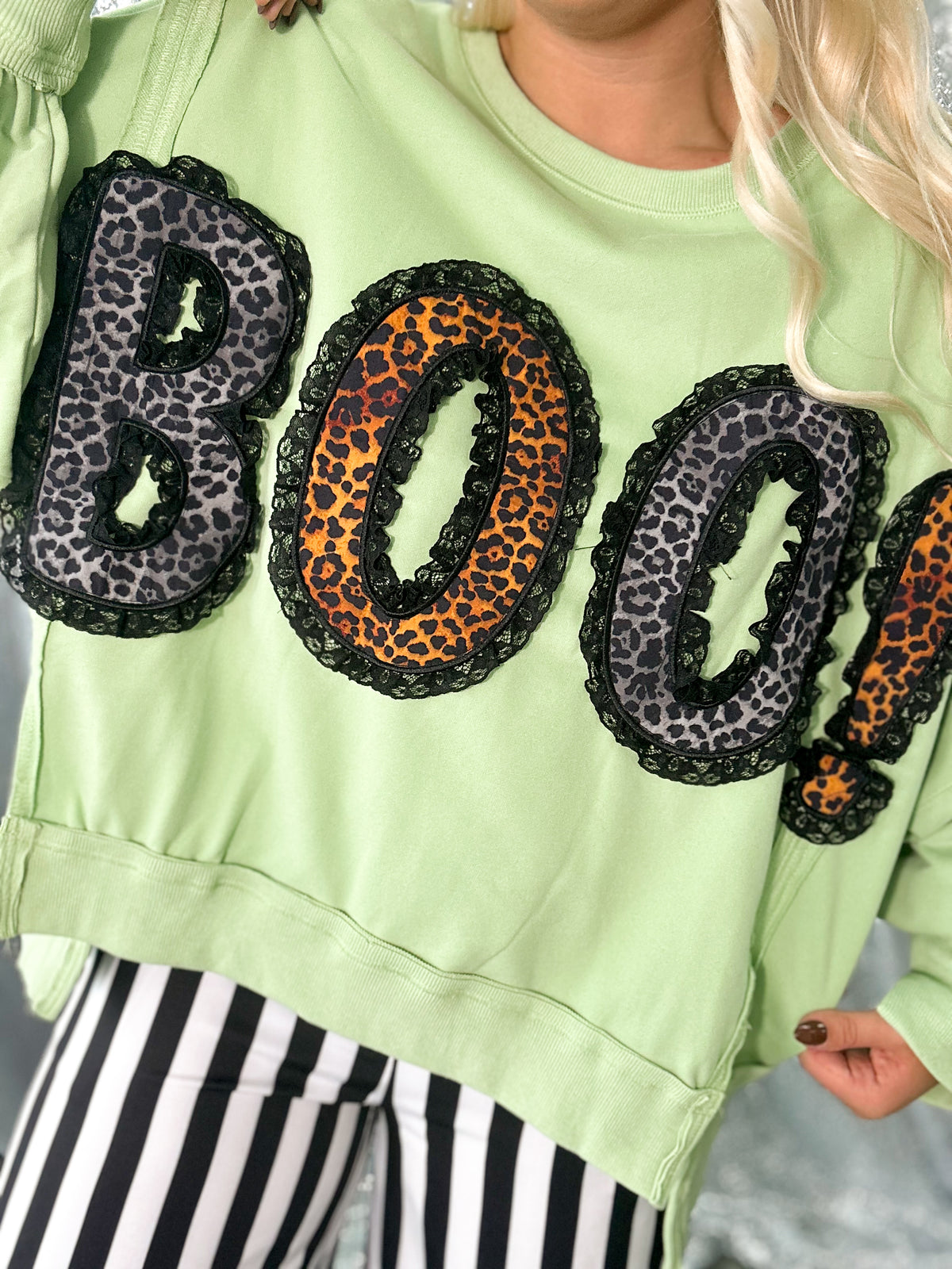 {BOO} Oversized Patchwork Crewneck