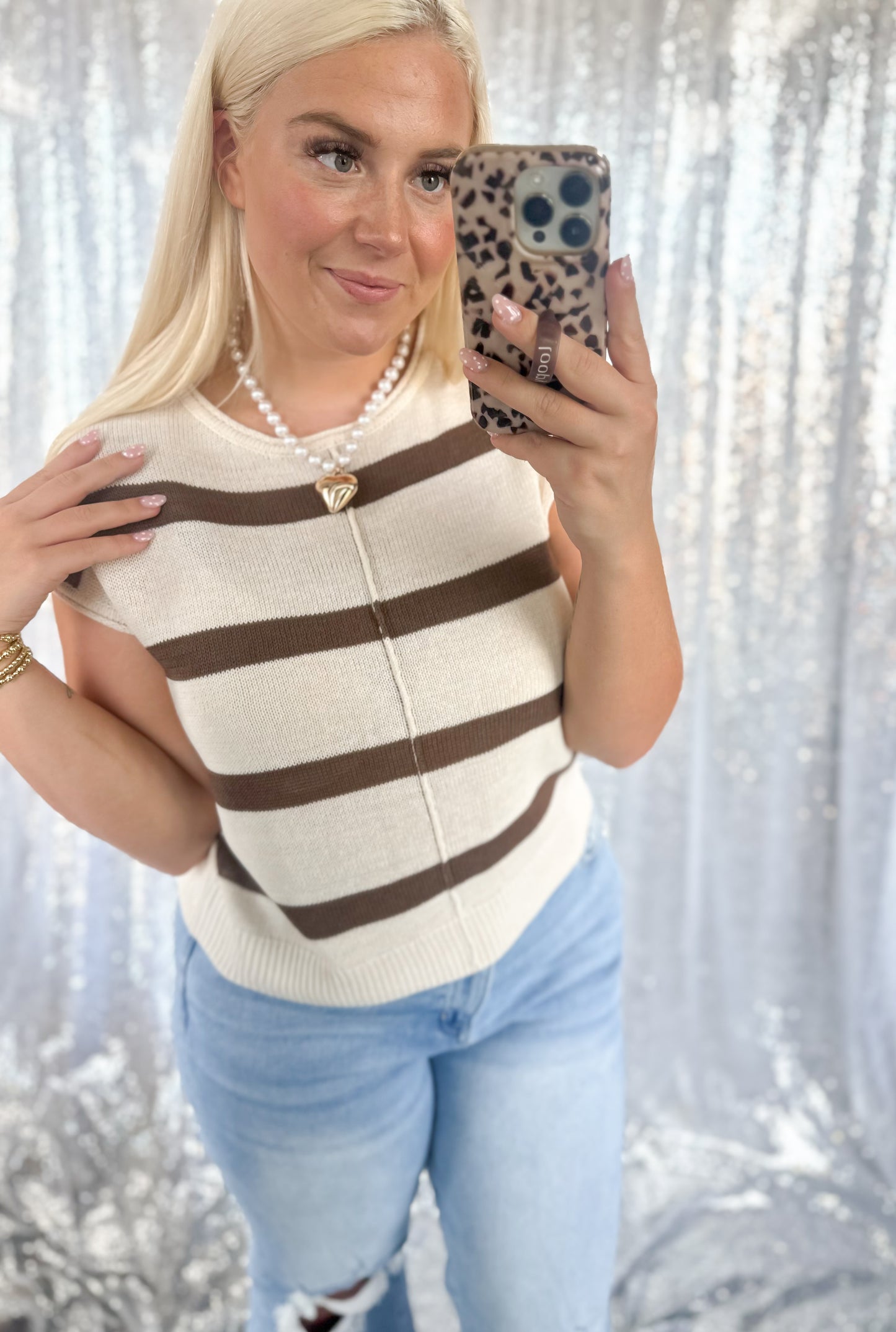 Mocha Striped Knit Tank