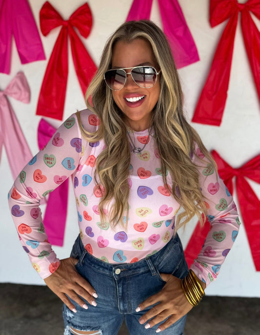 Conversation hearts Mesh Top