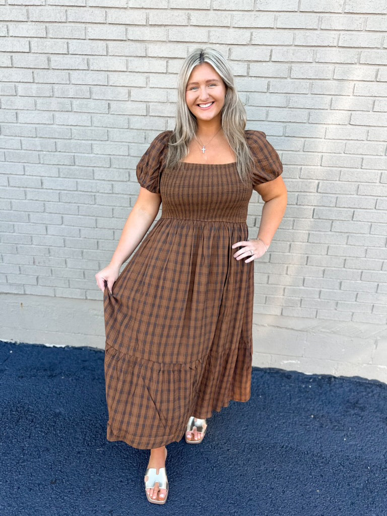 Flannel Smocked Maxi Dress