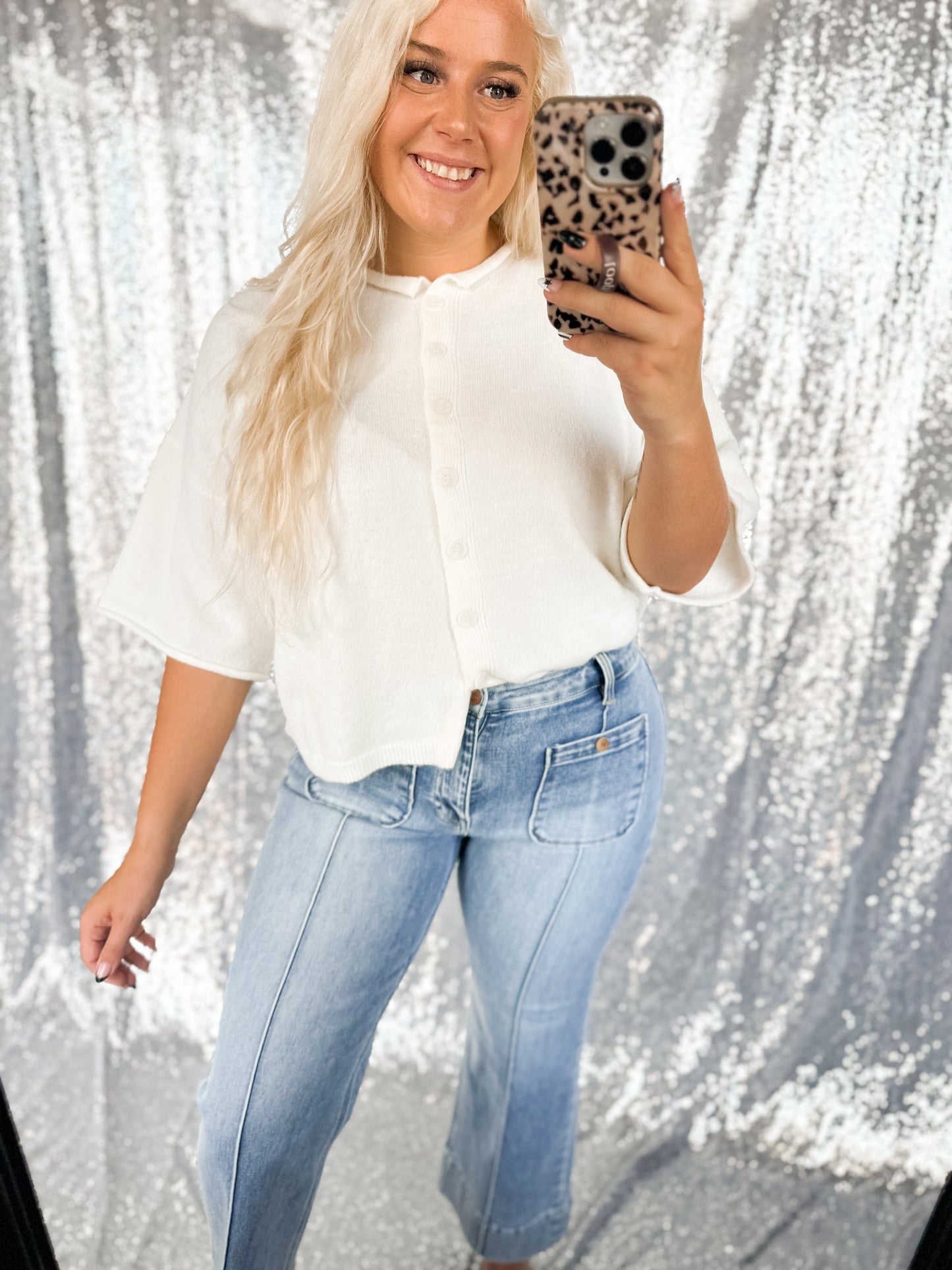 Cream Raw Hem Button Cardigan