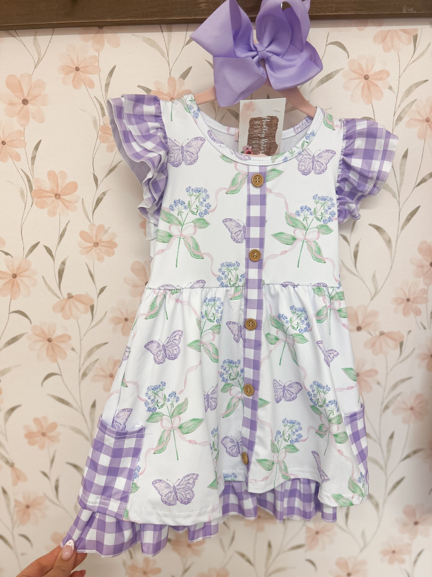 Violet Butterfly Girls Dress