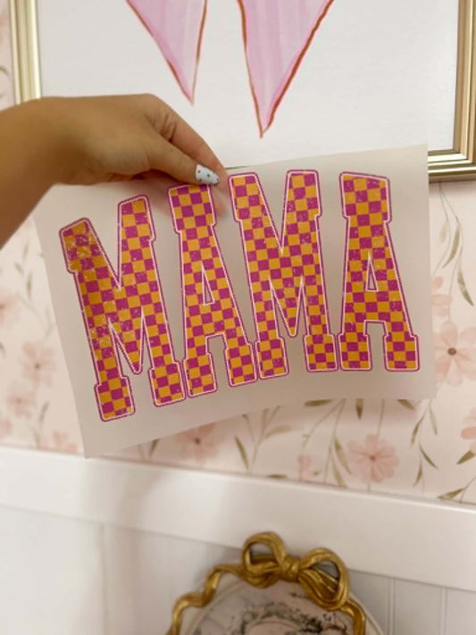 Orange & Fushia Checker Mama Print