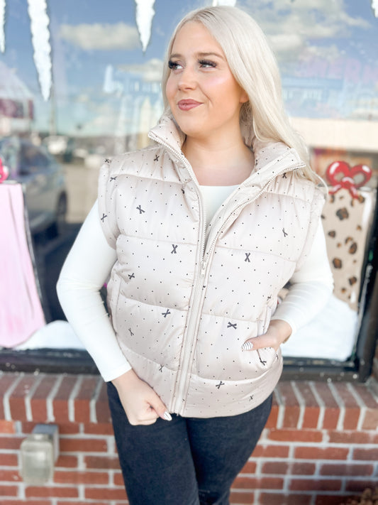 Dotted Bow dream Puffer Vest
