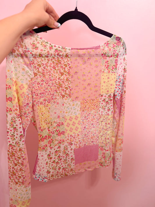 Daisy Patchwork Mesh Top