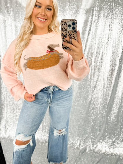 Pink Weiner Dog Sweater