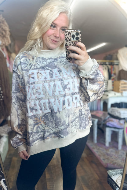 Make Heaven Crowded Camo Mockneck