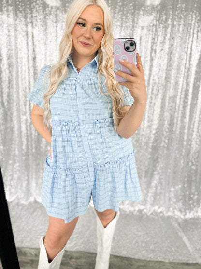 Blue Babydoll Ruffle Dress