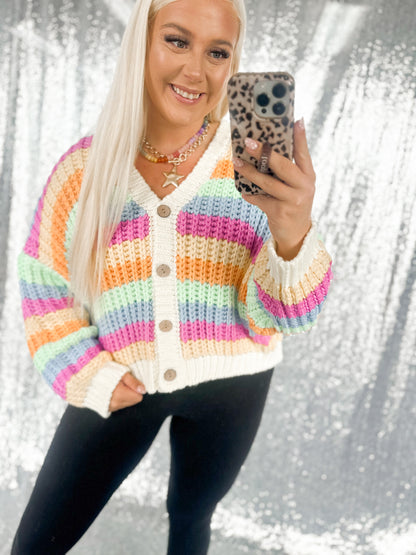 Rainbow Revival Chunky Knit Cardigan